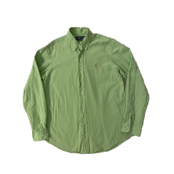 Polo Ralph Lauren Soft Wash Cotton Sport Shirt Large L Custom Fit Logo Green $89 - Picture 1 of 3